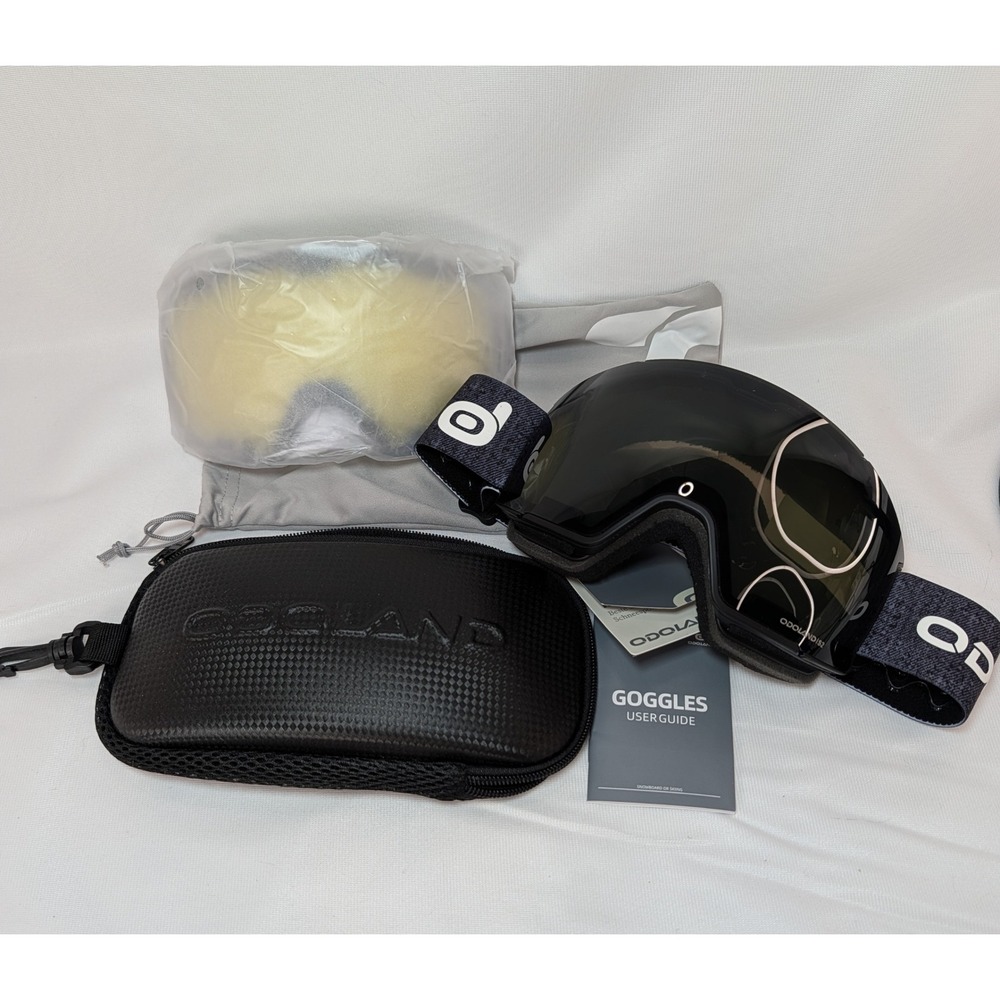 Odoland S2 Ski Goggles Snowboard Interchangeable Lens Black Yellow Set NEW